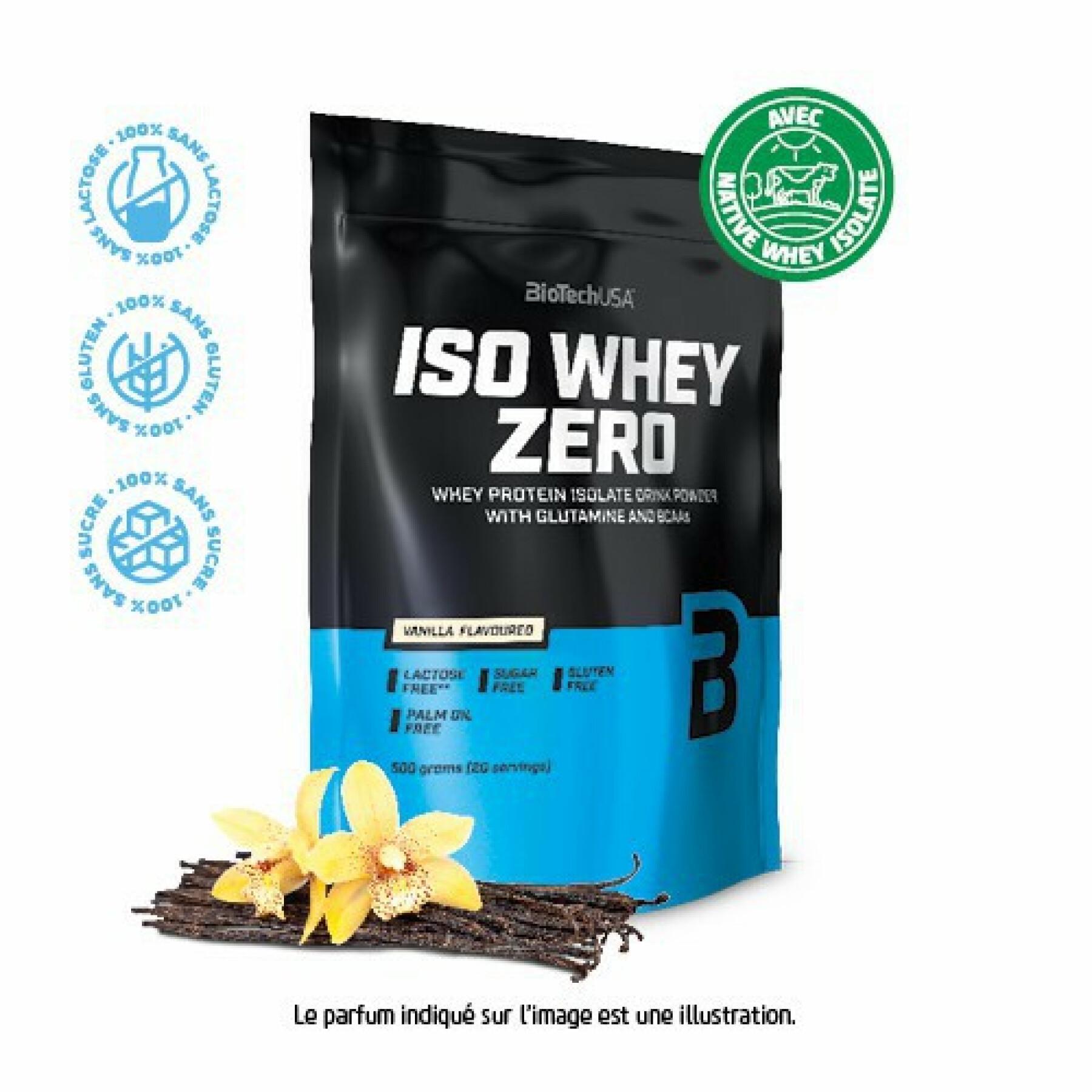 Pak van 10 zakjes proteïne Biotech USA iso whey zero lactose free - Vanille - 500g