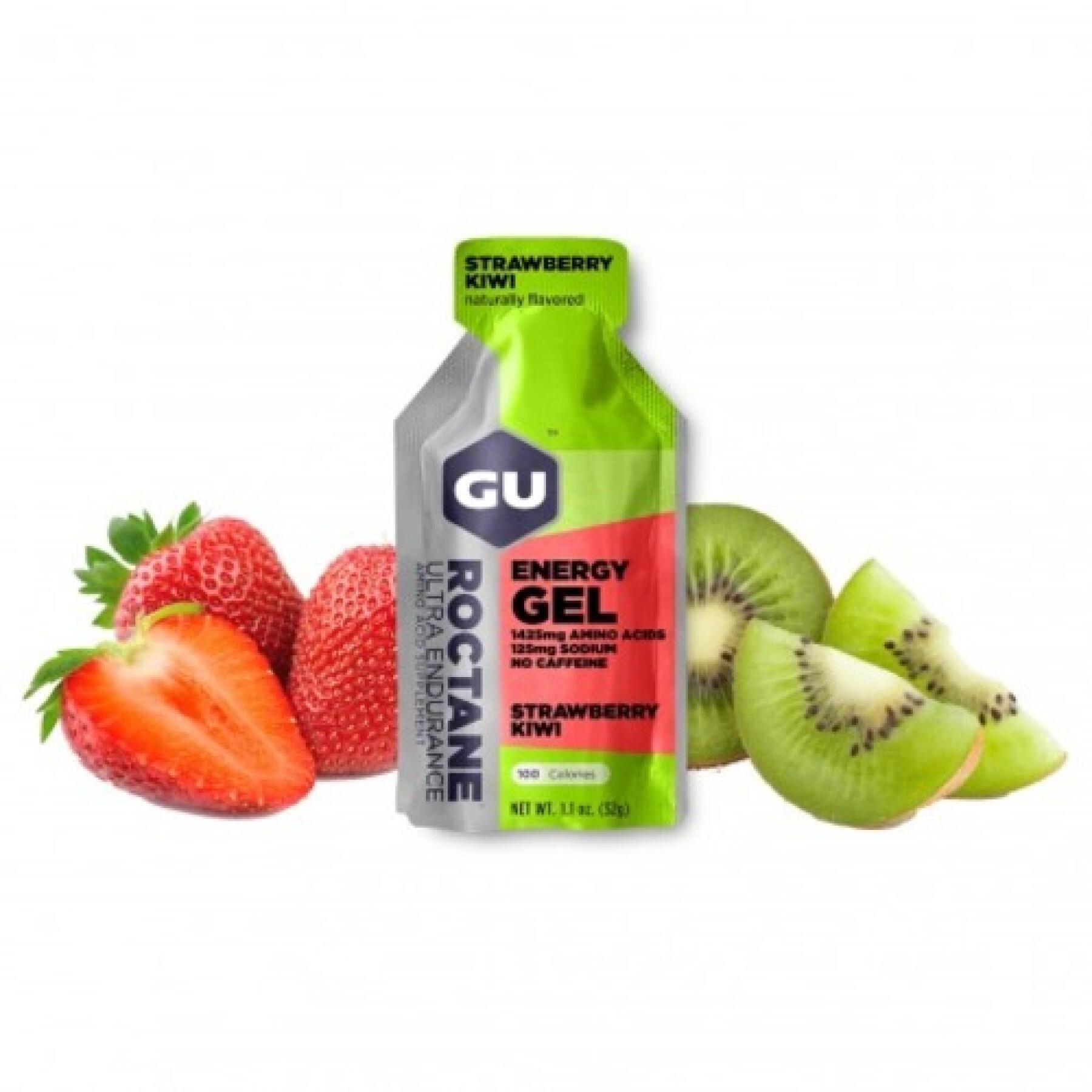 Set van 24 roctane gels Gu Energy fraise/kiwi sans caféine