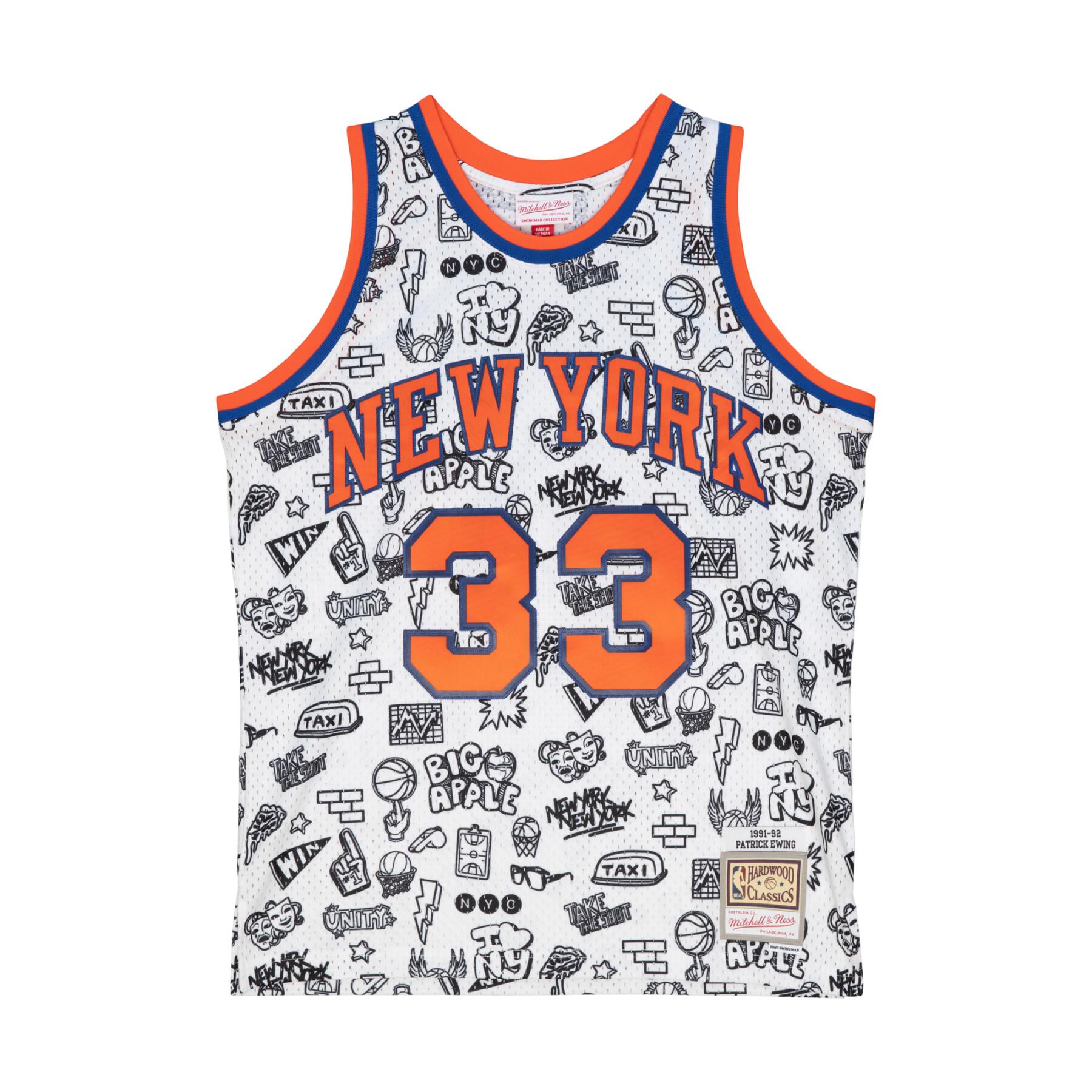 Jersey New York Knicks NBA Doodle Swingman 1991 Patrick Ewing