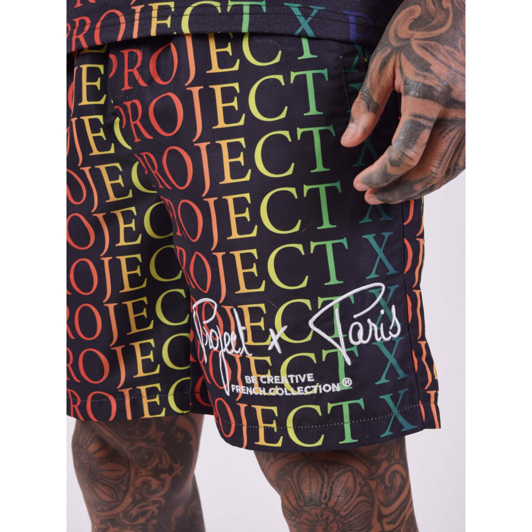 Shorts met regenboog gradiënt logo Project X Paris