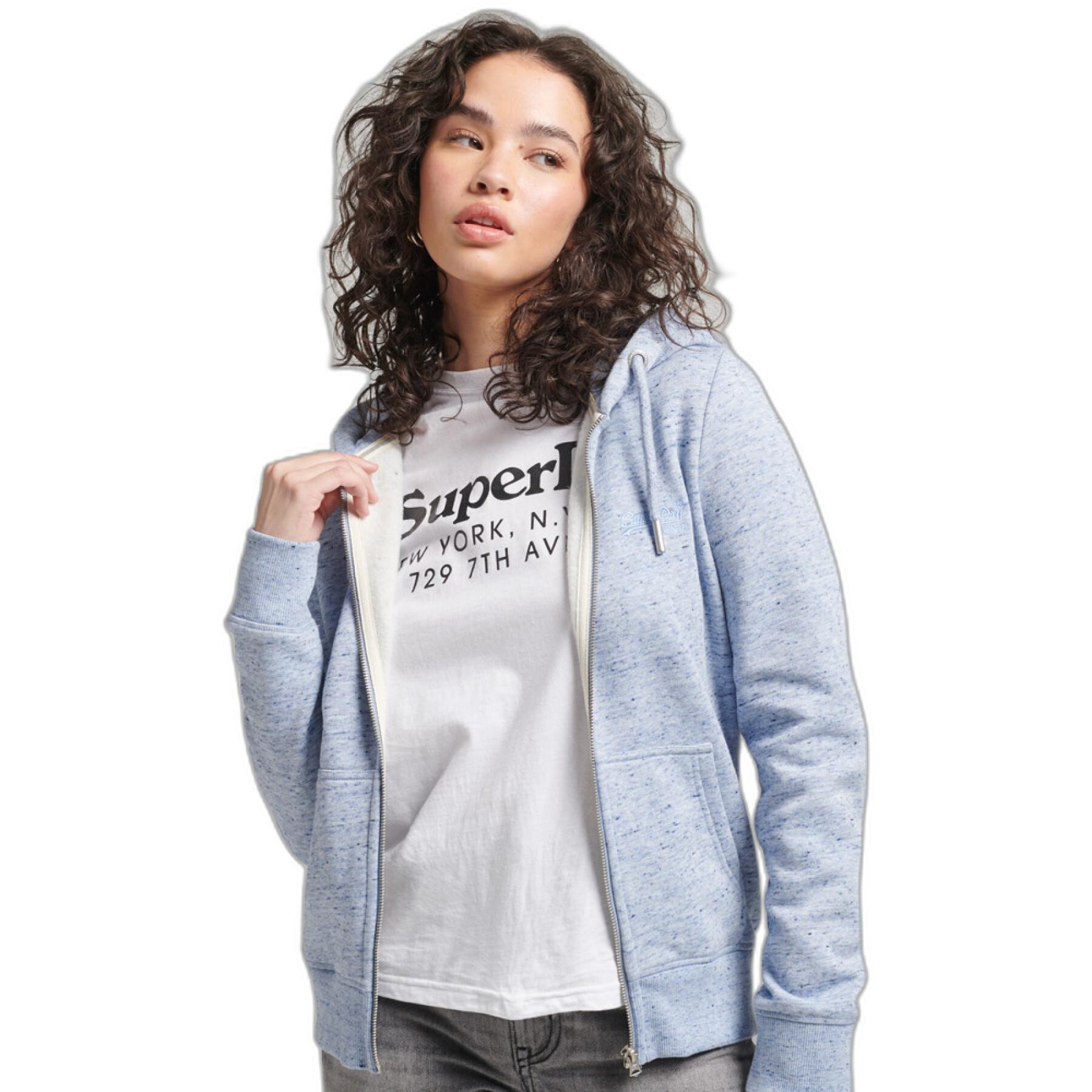 Dames sweatshirt met capuchon van biologisch katoen en ritssluiting Superdry Vintage Logo