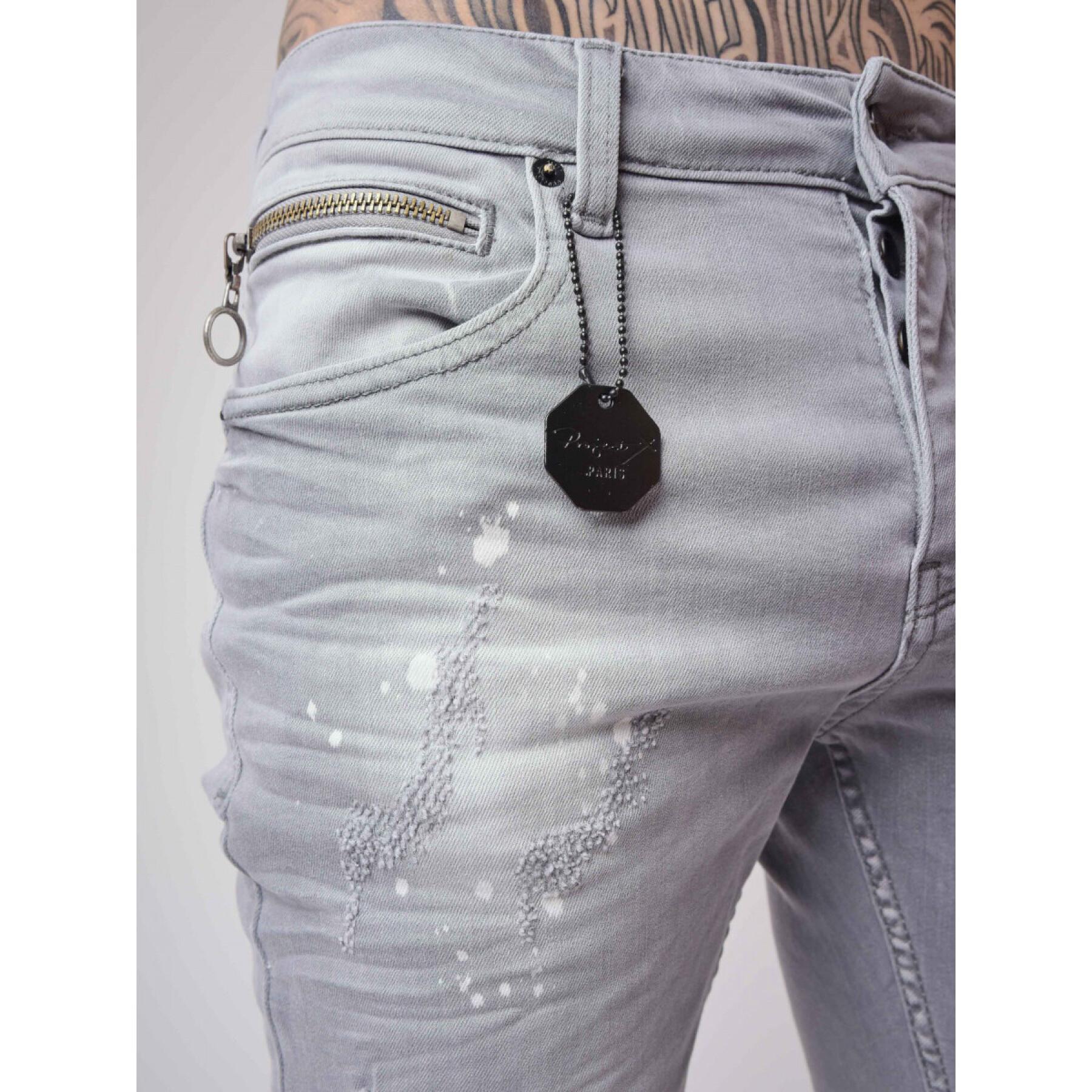 Versleten en bekraste effect slanke jeans Project X Paris