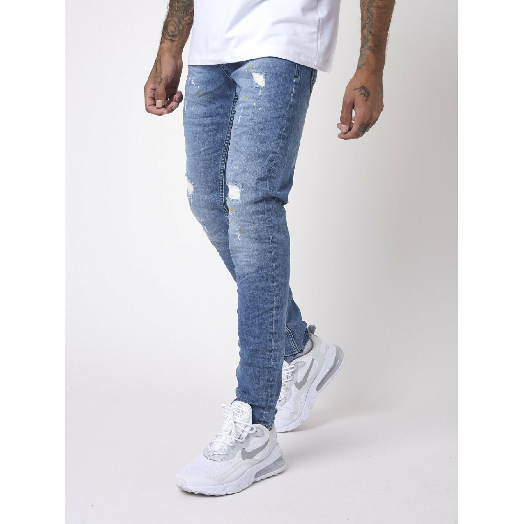 Basic slim jeans met versleten en gevlekt effect Project X Paris