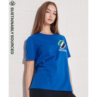 Dames-T-shirt van chenille fluweel en biologisch katoen Superdry Sportstyle