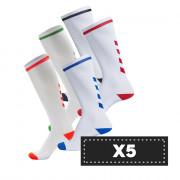 Set van 5 paar lichtgekleurde sokken Hummel Elite Indoor high (coloris au choix)